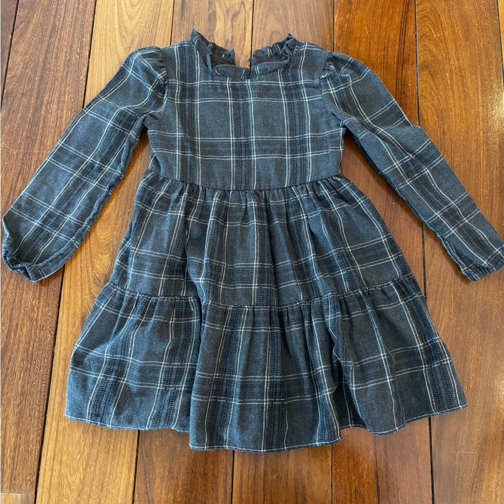 Plaid Long Sleeve Kids Dress